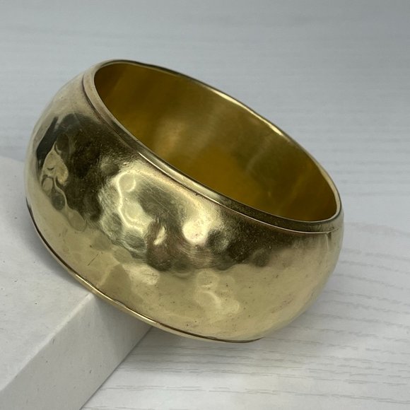 8" Hammered Brass Bangle Bracelet - Picture 2 of 4